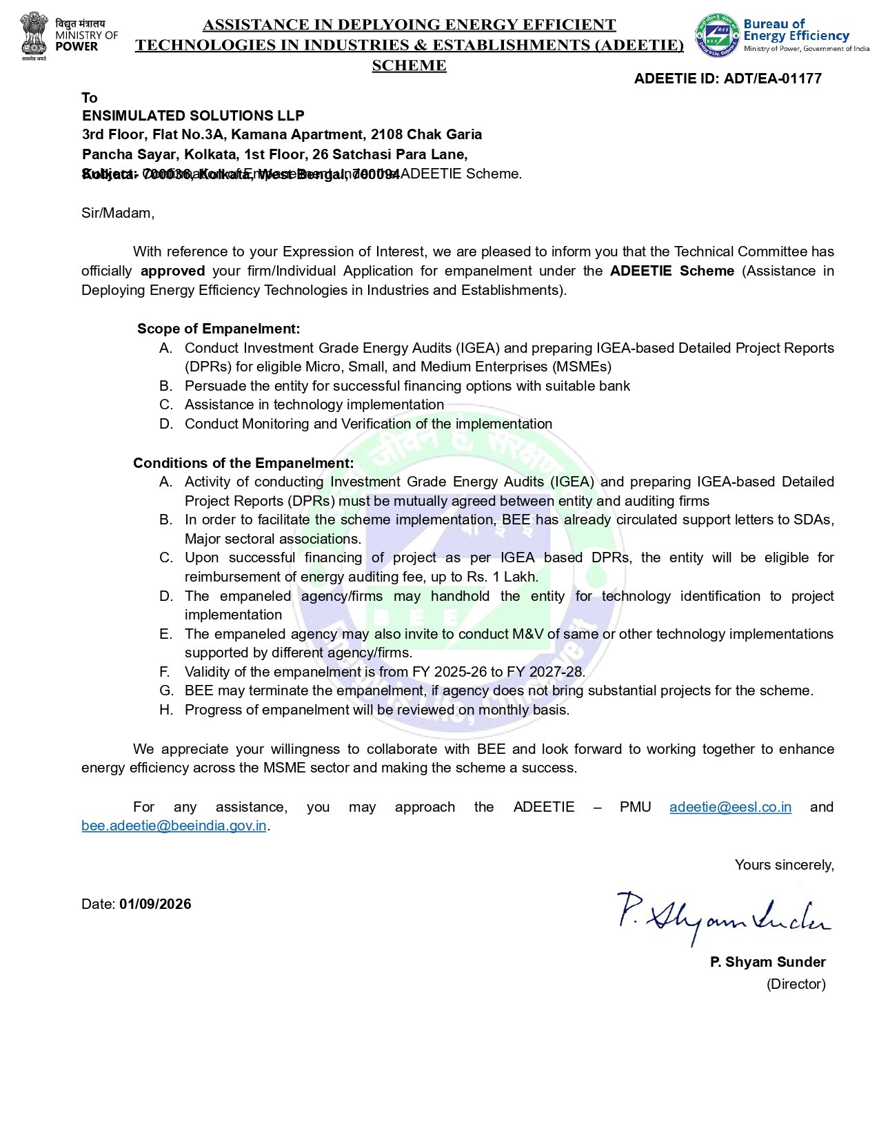 Auditor Empanelment Letter page 0001